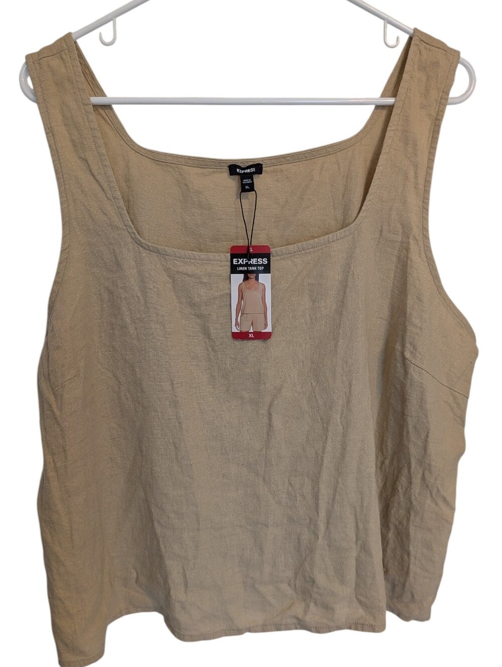NWT Express Linen Sleeveless Top Beige Tan
